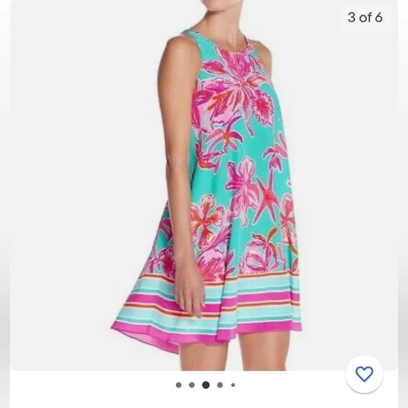 Lilly Pulitzer Sea Blue Swing Trapeze Dress Sz S - Picture 10 of 11